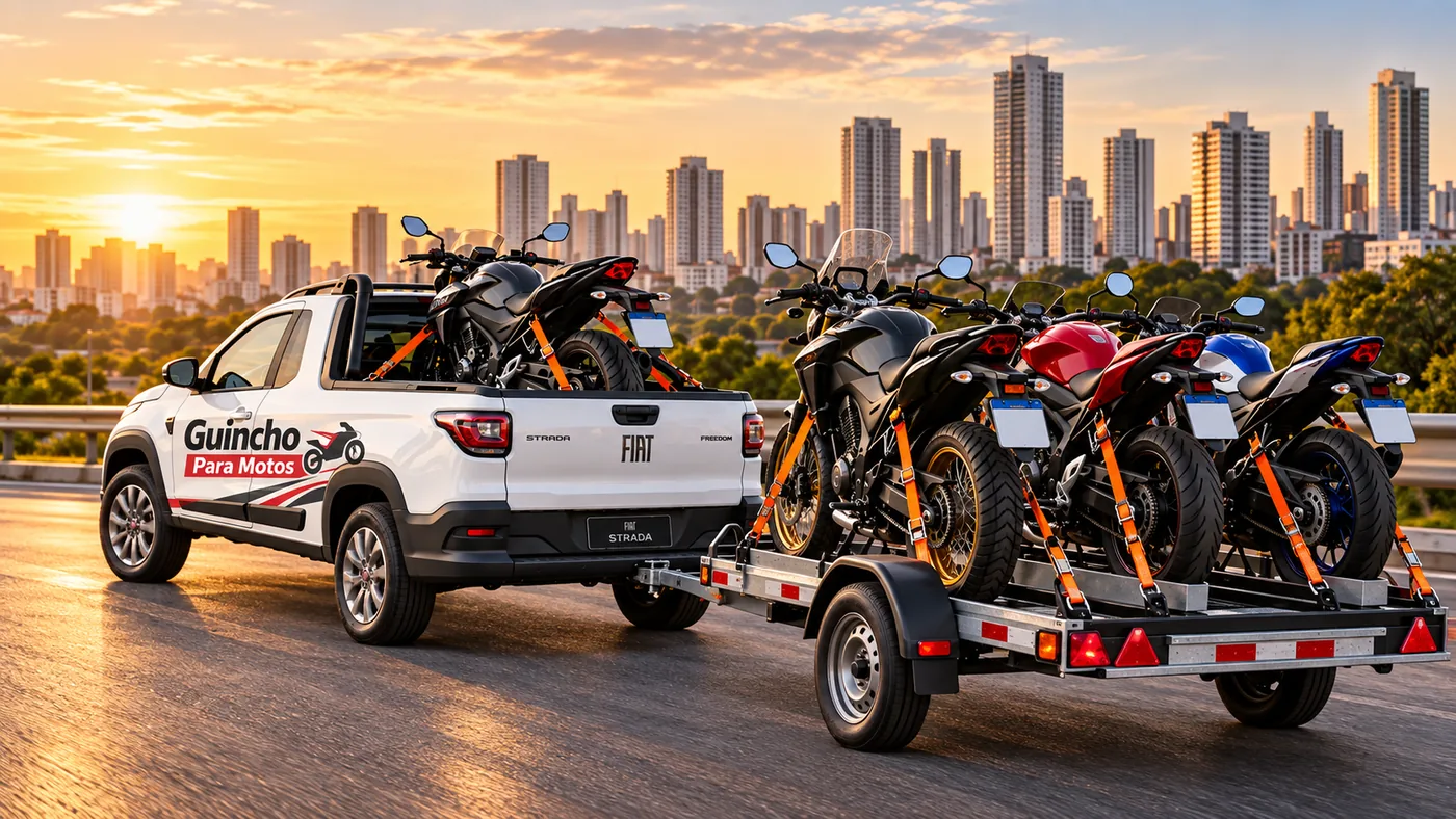 Transporte de várias motocicletas com Strada e reboque